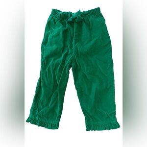 Girls Anavini Green Ruffle Hem Corduroy Pants with Bow, 18m